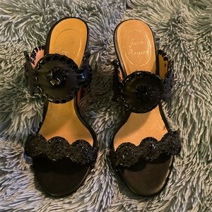 Jack Rogers Black Wedge Sandals